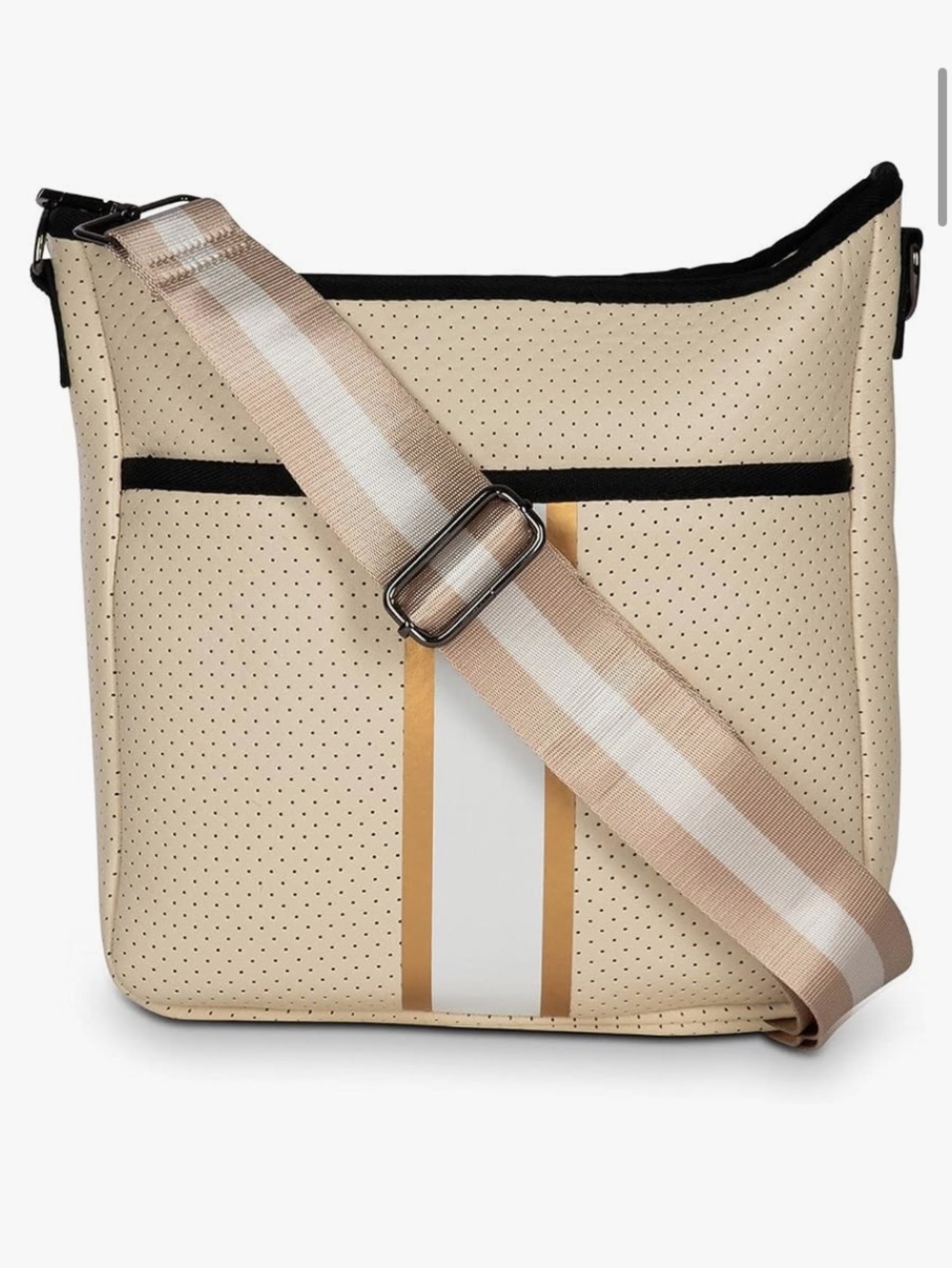 Haute Shore Blake Crossbody - Dune Beige Perforated‎ Crossbody Bag with Stripe
